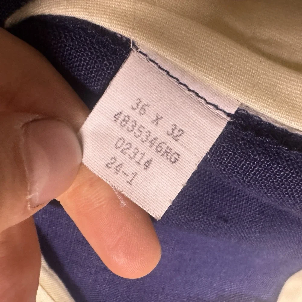 Polo Ralph Lauren Pants Mens 36x32 100% Linen Pleated Cuff Dress Trouser Vintage
